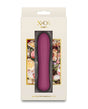 X & Os Tempt Silicone Rechargeable Vibe Berry in elegant packaging with floral design.