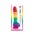 Colours Pride Edition 8 Inch Silicone Dildo Rainbow in vibrant colors, showcasing lifelike detail and playful design.