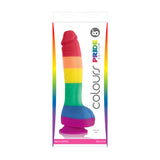 Colours Pride Edition 8 Inch Silicone Dildo Rainbow in vibrant colors, showcasing lifelike detail and playful design.