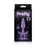 Firefly Prince Small Purple Butt Plug packaging, featuring a glow-in-the-dark silicone design from NS Novelties.