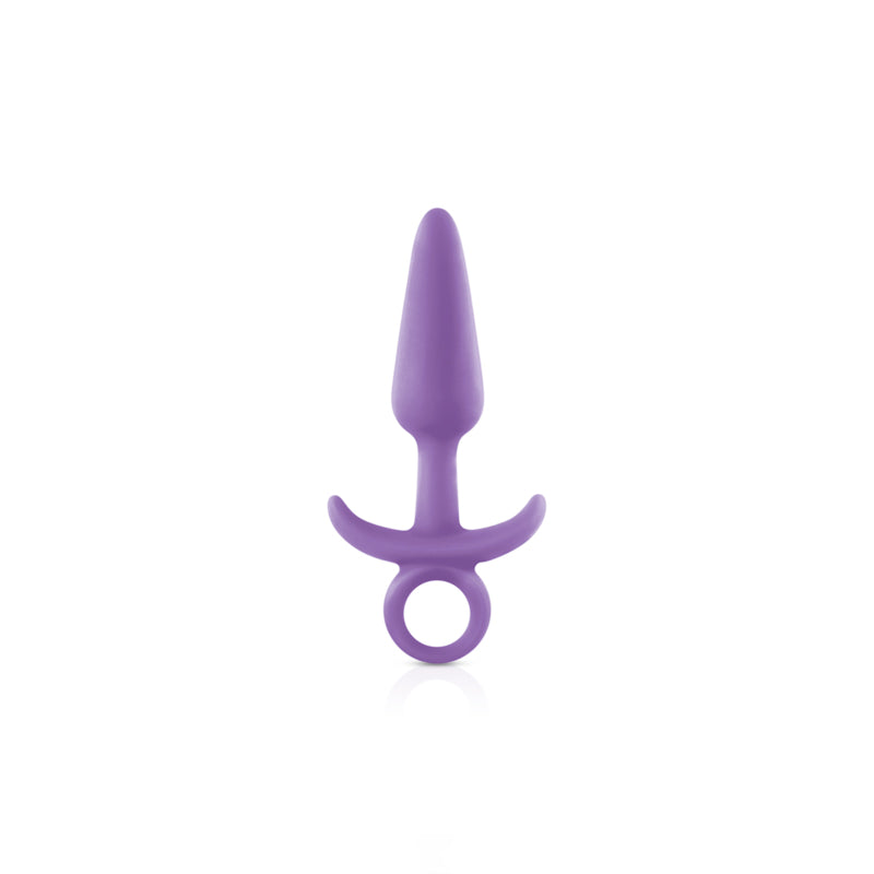 Firefly Prince Small Purple Butt Plug showcasing its tapered design and ring-style base for secure use.