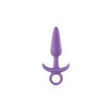 Firefly Prince Small Purple Butt Plug showcasing its tapered design and ring-style base for secure use.