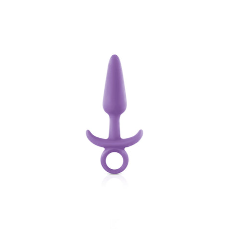 Firefly Prince Small Purple Butt Plug showcasing its tapered design and ring-style base for secure use.