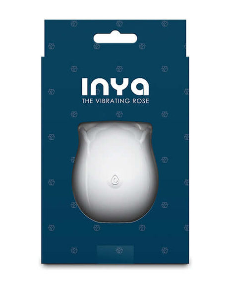 Packaging of INYA The Vibrating Rose Massager Glow showing product design and branding.