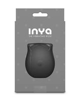 INYA The Vibrating Rose Massager Black packaging featuring a sleek design and brand logo.