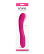 INYA Wiggle Stick Gyrating Silicone Vibrator Pink in packaging, showcasing its flexible design and ribbed texture.