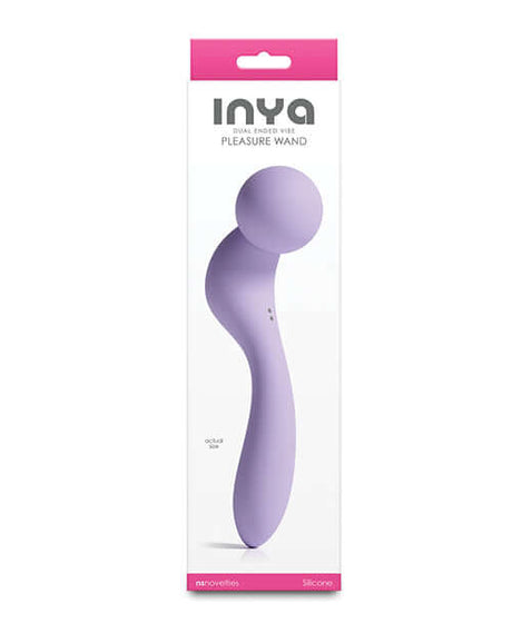 INYA Dual Ended Pleasure Wand Lavender packaging showcasing its sleek design and versatile features.