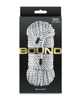 Bound 50 ft Bondage Restraints Rope Silver packaged by NS Novelties with detailed design and smooth polyester fiber.