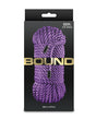 Bound 50 ft Bondage Restraints Rope Purple package featuring purple rope and branding.