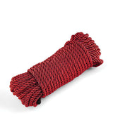 Bound 50 ft Bondage Rope Red coiled for secure and comfortable bondage play.