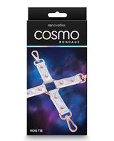 Cosmo Bondage Hogtie Rainbow Vinyl Restraint packaging featuring holographic shine and connection points.