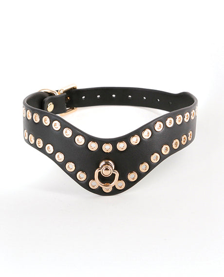 Fetish & Fashion Kali Studded Collar Black featuring golden studs on a sleek black band for bold style.
