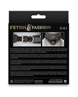 Fetish & Fashion Kali Studded Collar Black product packaging showcasing elegant design and golden studs.