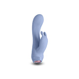 Charms Ivy Blue Silicone Rabbit Vibrator showcasing its sleek design and illuminated LED heart for enhanced pleasure.