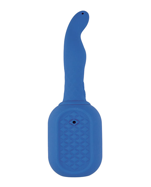 Nasstoys 10 Function Vibrating Anal Douche Blue, featuring a silicone design and a squeezable bulb for comfortable cleansing.