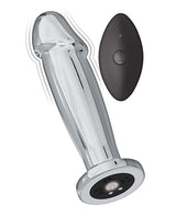 Ass-sation Remote Vibrating Metal Anal Ecstasy Silver with remote control for powerful anal stimulation.