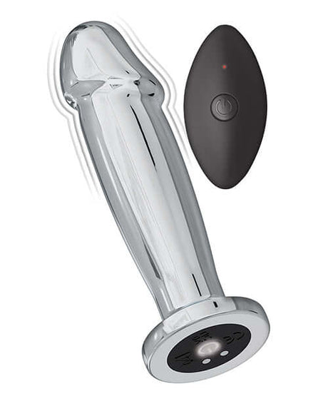 Ass-sation Remote Vibrating Metal Anal Ecstasy Silver with remote control for powerful anal stimulation.