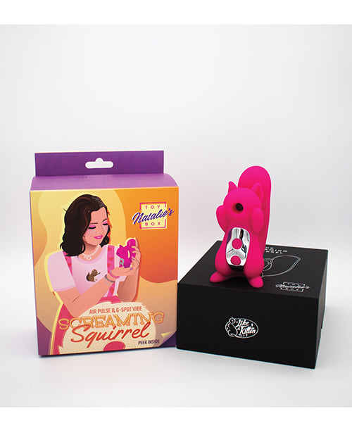 Natalie's Toy Box Screaming Squirrel Vibrator Hot Pink in packaging with multi-function design for exciting sensations.