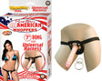 All American 7 Inch Dong With Universal Harness Flesh, realistic dildo with adjustable harness for hands-free pleasure.