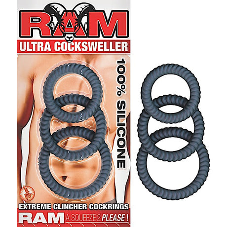 Ram Ultra Cock Swellers Silicone Cock Ring Set Black