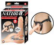 Natural Realskin Squirting Penis With Harness 8 inch Flesh packaging and product view for lifelike strap-on experience.