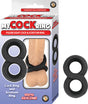 My Cockring Figure Eight Cock & Scrotum Ring Black showcased with packaging and product details.