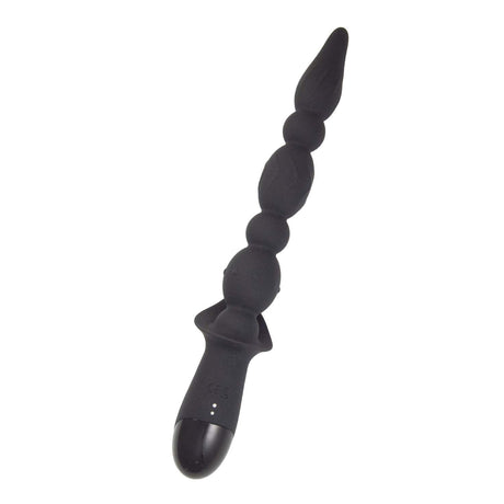 Nasstoys Vibrating Buttfuk Silicone Anal Wand Black with tapered, beaded design for anal stimulation.