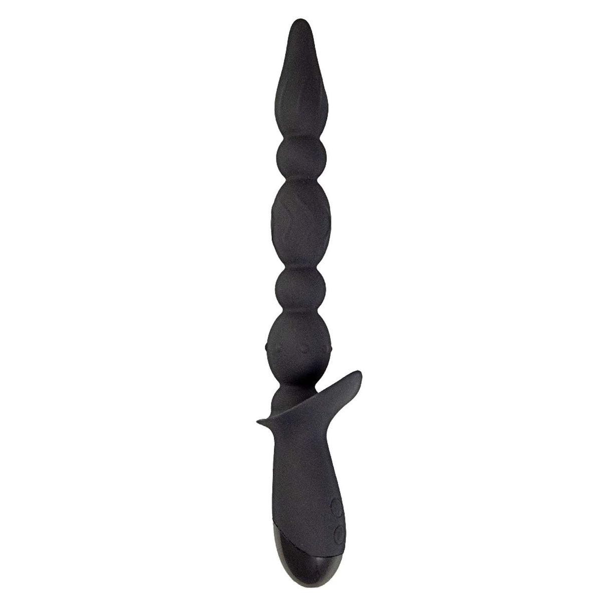 Nasstoys Vibrating Buttfuk Silicone Anal Wand Black, tapered beaded probe for versatile backdoor stimulation.