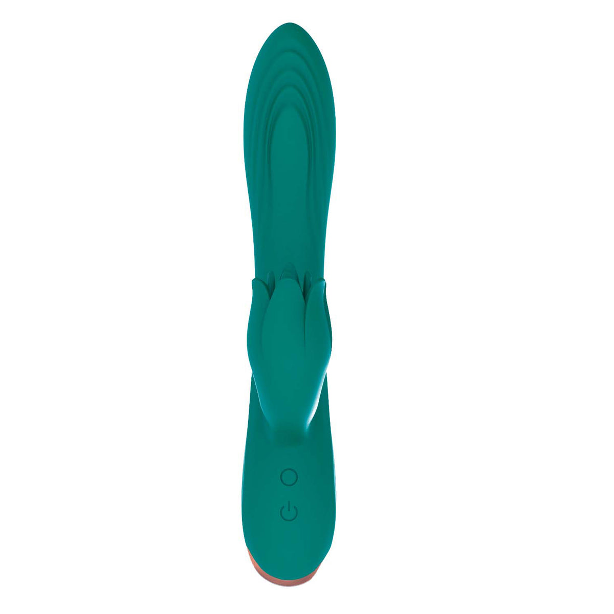 Mystique Venus Vibe Silicone Rabbit Vibrator Green showcasing its sleek design and textured head for dual stimulation.
