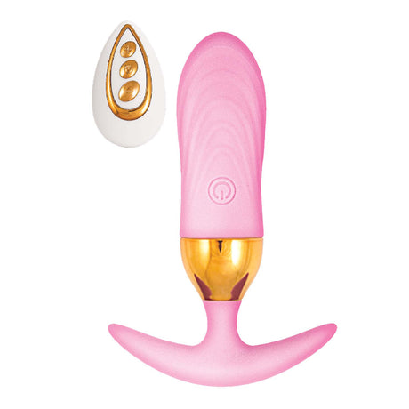 The Beat Magic Power Plug Remote Anal Vibrator Pink with control remote and smooth design for pleasure.