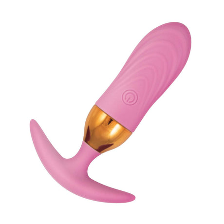 The Beat Magic Power Plug Remote Anal Vibrator Pink featuring a secure anchor-shaped base for comfortable use.