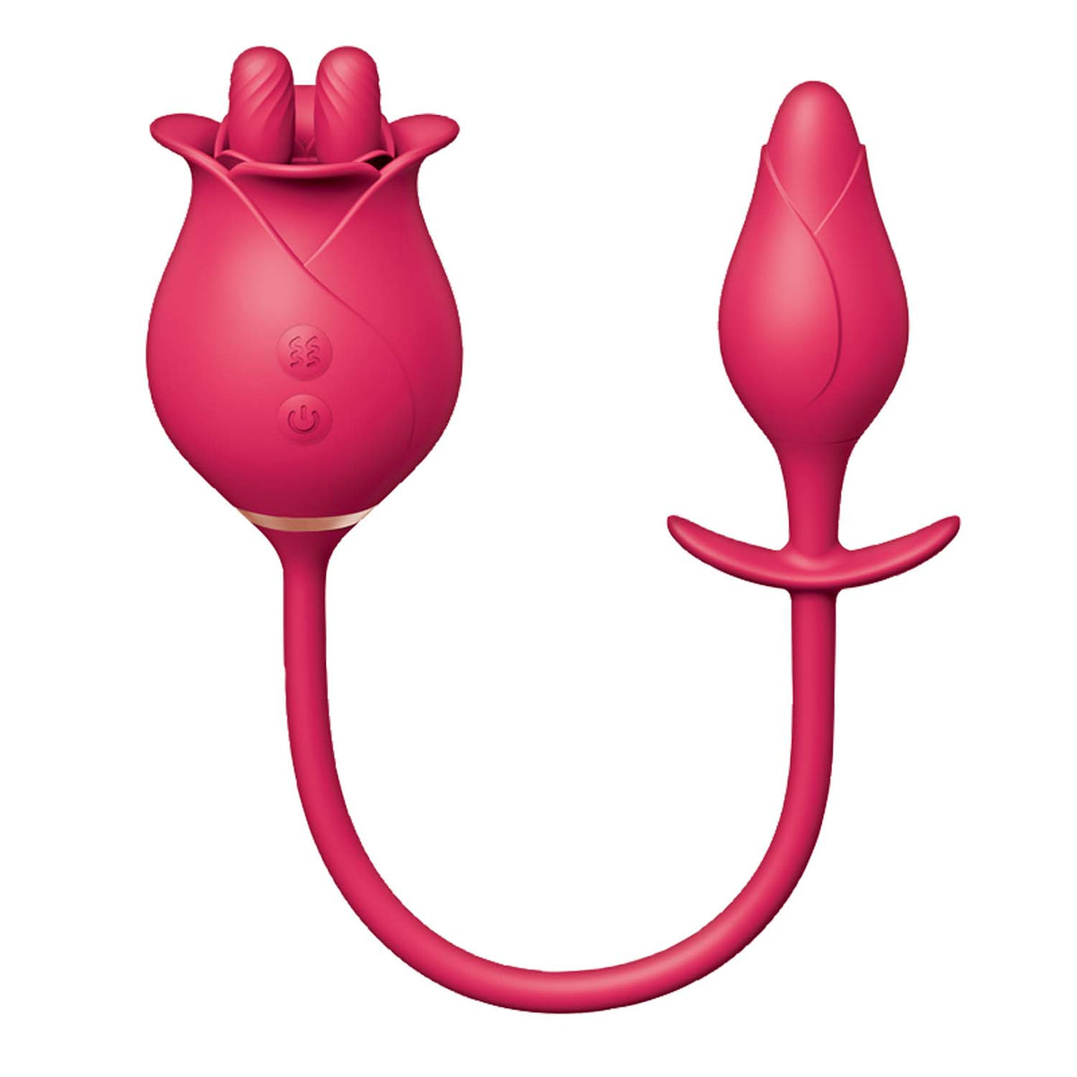 Clit-tastic Tulip Finger Massager & Plug Red for versatile pleasure with clitoral stimulation and vibrating anal plug.