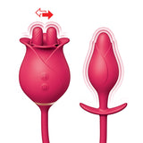 Clit-tastic Tulip Finger Massager & Plug Red showcasing dual-action pleasure accessory design and controls.