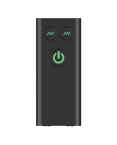 Image of the remote control for the Nexus Bendz Bendable Prostate & Perineum Massager Black with power and vibration buttons.