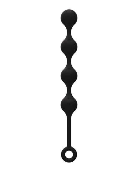 Nexus Quattro Vibrating Anal Balls Black showing a string of silicone pleasure balls in black color.
