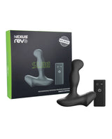 Nexus Revo Slim Rotating Prostate Massager Black with remote control in packaging