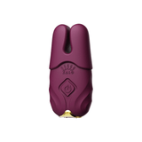 ZALO Nave Velvet Purple Vibrating Nipple Clamps with EasyClamp technology and dual motors shaped like cat ears