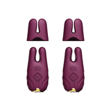 ZALO Nave Vibrating Nipple Clamps Velvet Purple with Dual Motors and EasyClamp Technology