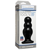 TitanMen Master Tool #4 Triple Ripple Anal Plug Black packaging featuring a 6.5 inch triple ripple design.
