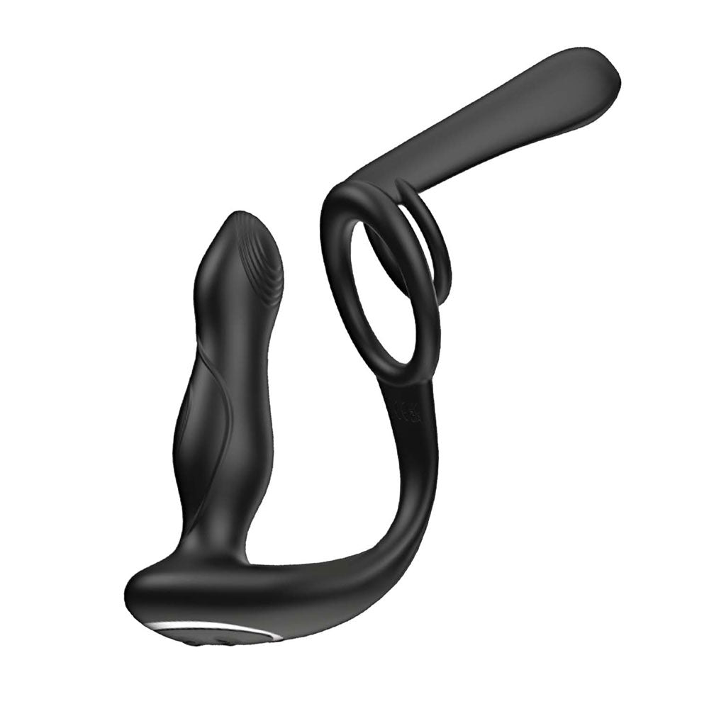 Enhancer Vibro Plug & Penis Sheath Black, dual-action vibrating accessory for enhanced sensation.