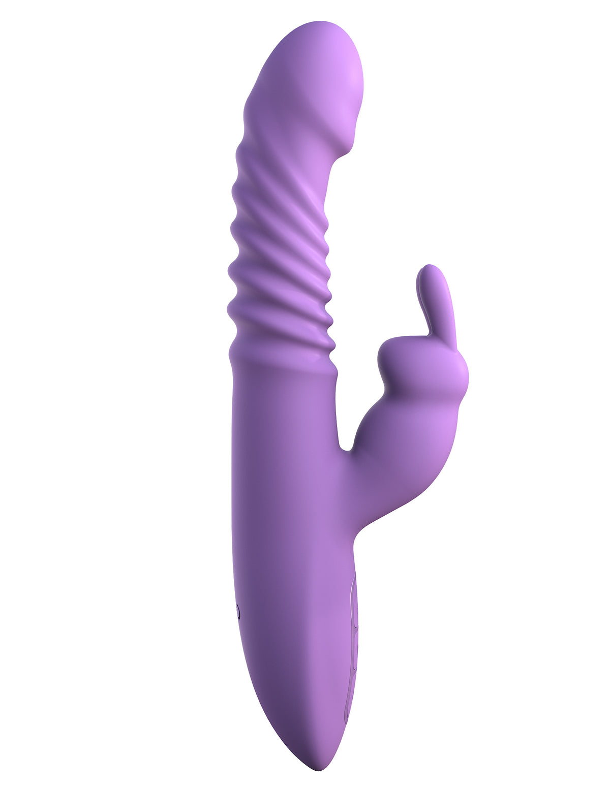 Fantasy For Her Thrusting Silicone Rabbit Vibrator Purple, featuring thrusting, gyration, and dual clitoral stimulation.