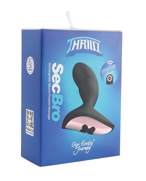 Thrillz Sec Bro Silicone Prostate Massager with Remote packaging showcasing remote control feature and product design.