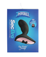 Thrillz Sec Bro Silicone Prostate Massager with Remote packaging showing design and features for prostate pleasure.