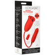Magic Kiss Clitoral Stimulator Thrusting Vibrator Red packaging showcasing the dual-ended pleasure toy features.