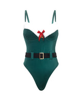 Holiday Elfina Padded Cup Teddy with Belt Green 1X/2X in festive elf design with padded cups and belt detail.
