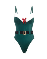 Oh La La Cheri Holiday Elfina Padded Cup Teddy Green S/M featuring padded cups, festive design, and soft marabou details.