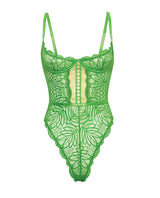 Oh La La Cheri Raine Underwire Shelf Cup Lace Teddy Green L XL showcasing elegant lace and exquisite design.