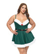 Holiday Elfina Marabou Trim Padded Cup Chemise Green 1X/2X showcasing festive style and comfort.