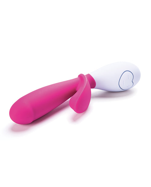OhMiBod Lovelife Snuggle Dual Stimulation Vibe Pink designed for dual pleasure with body-hugging shape.