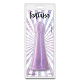 Fantasia Phoenix Orchid Flexible TPE Dildo in packaging with shimmering purple design and body-hugging flexibility.